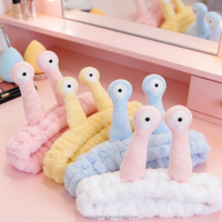 Serre-tête en flanelle amusant motif escargot, très élastique, pour yoga, spa, lavage du visage, maquillage, douche, accessoires capillaires colorés pour femmes