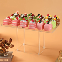 Plateau carré transparent en acrylique pour présentation de gâteaux, élégant plateau de service pour fêtes et mariages, Chine