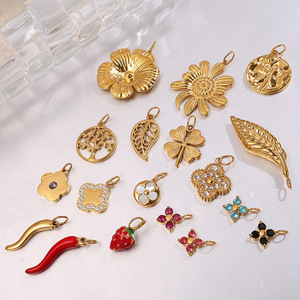 Pendentif en acier inoxydable plaqué or 18 carats, formes variées, pour la création de colliers, accessoires de bijoux DIY - Product Image 2