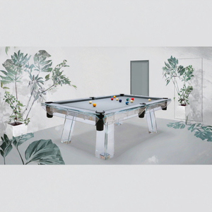 Table de billard de luxe unique en verre, collection Billiard au design classique, avec plateau en ardoise professionnel et verre cristallin, pour jeu de 9 boules - Product Image 3