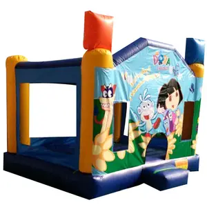 Commercial cartoon character dora giant inflatable bouncer water slide for kids to play