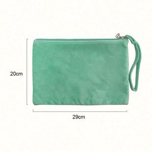 Wholesale Eco Blank <b>Plain</b> Customized Printed Logo Green Reusable Travel Velvet Cosmetic Makeup Bag for Women - Product Image 2