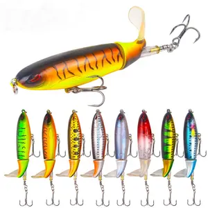 Whopper Plopper Fishing Lures Topwater Floating Wobblers Rotating Tail 14g  8cm