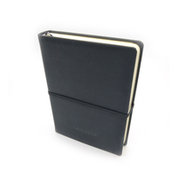Cuaderno de cuero Pu de lino para costura, cuaderno de notas con logotipo personalizado A5, diario marrón con lunares en blanco