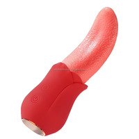 Leistungsstarker Leckender Rosen-Zungen-Vibrator Massage Klitoris-Nippel-Stimulator Langer Rosa Vibrierender Zungen-Vibrator für Frauen