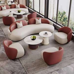 Sofá de cuero personalizado de fábrica, muebles comerciales para salón de recepción, recepción de salón de belleza, muebles para área bancaria - Product Image 2