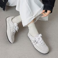 Baskets plates rétro pour femmes avec panneaux en maille, double boucle et franges en dentelle, chaussures décontractées quotidiennes, personnalisables OEM