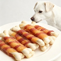 Friandises pour chiens à base de poulet, canard et amidon, en forme d'os, pour l'hygiène dentaire, fournie par l'usine OEM, emballage personnalisé, aliments pour animaux de compagnie, vente chaude