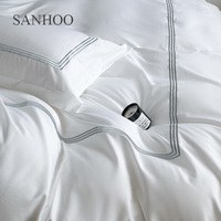 SANHOO haute qualité hôtel 100% coton turc draps couette couette broderie Logo coton biologique 7 pièces ensemble de literie confortable