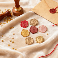 Cire à cacheter de luxe avec logo gaufré, autocollants en cire adhésifs style vintage avec motif floral pour cérémonies de mariage