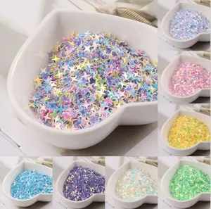 Pembe fabrika toplu Wholesale4 mm holografik 4 nokta yıldız pullu zanaat hediye tıknaz PVC Glitter