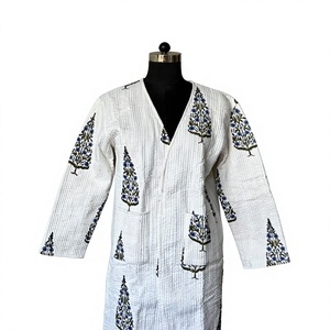 Floral Quilted Long <b>Jacket</b> Botanical Print Kimono Coat Quilted Open-Front <b>Jacket</b> Floral Print Longline Coat Bohemian Quilted Jac - Product Image 1