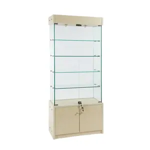 خزانة عرض من الزجاج مباشرة من المصنع مع مكان تخزين لتجزئة عرض كامل زجاج مخفف