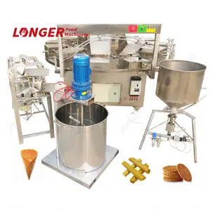 Commercial Small Stroopwafel Production Line Crispy Egg Roll Icecream Cone Maker Waffle Cone Making Machine