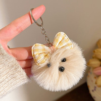 Breloques de sac et porte-clés en peluche douce en fausse fourrure de lapin, forme de souris animale de dessin animé 3D, vente en gros