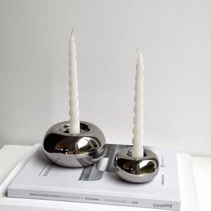 Wholesale Custom <strong>Silver</strong> Round Ceramic Candle Holder Ornaments Modern Table Decoration Tea Light Stand <strong>Candlestick</strong> - Product Image 1