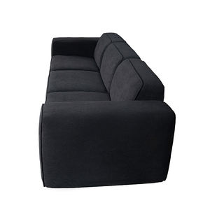 أريكة حديثة ثلاثية المقاعد قابلة للتعديل، أريكة سرير قطاعية من القطيفة السوداء لغرفة المعيشة، أريكة مضغوطة بالتفريغ - Product Image 3