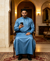 CCY Thobe Arabe Saoudien du Moyen-Orient pour Hommes, Jubbah Islamique, Kandura, Robe Musulmane d'Algérie pour la Prière