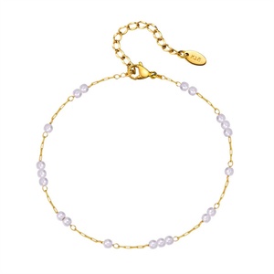 Fashion Fine Jewelry <b>Anklet</b> Fine Anniversary Gift <b>Gold</b> Plated Stainless Steel Pearl Charm <b>Anklets</b> - Product Image 1