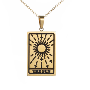 Collier pendentif carte de tarot pour femme en acier inoxydable plaqué or, serti clos, forme papillon, chaîne tendance, cadeau pour la vie quotidienne - Product Image 6