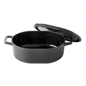 Plat à gratin Nori avec couvercle, 3,5 litres, ovale, en céramique noire, pour utilisation au four - Product Image 2