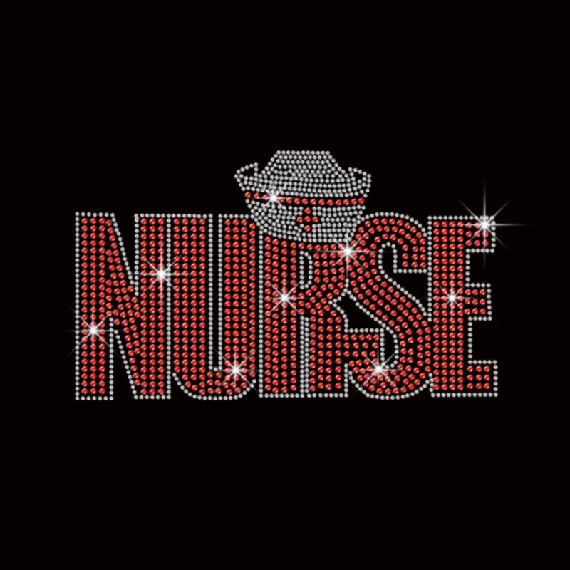 Strass personnalisé mots gros infirmières t-shirt fer sur