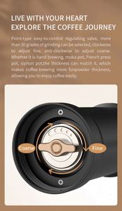 Molinillo de Café Manual Negro con Muela Cónica de Acero Inoxidable - Ajuste Interno Numérico - Product Image 6