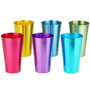 Aluminum Tumbler Reusable 16 OZ Drinking Cups - Bright Anodized