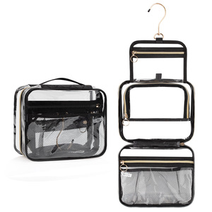 Organizador de Cosméticos Colgante de PVC Transparente con Compartimentos con Cierre y Bolsillos de Malla, Bolsa de Aseo Portátil y Duradera para Viajes - Product Image 1