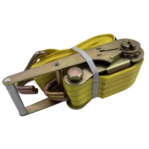 Kit de sangles à <span class=keywords><strong>cliquet</strong></span> jaunes robustes avec crochets métalliques, sangles de fixation robustes pour camion, remorque et déménagement - Product Image 3