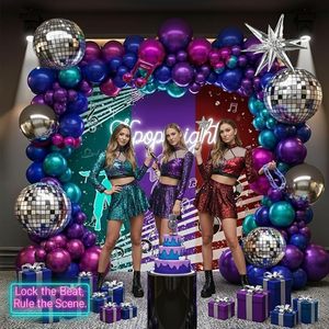 Guirlande <span class=keywords><strong>de</strong></span> ballons en latex colorés métalliques, 135 pièces, chrome, violet, rose, bleu, décoration musicale Kpop, fête disco années 80, <span class=keywords><strong>anniversaire</strong></span>, Nouvel An - Product Image 2