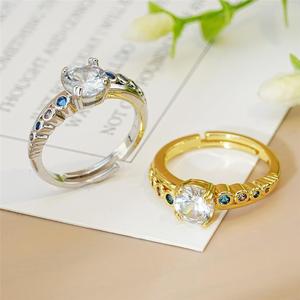 Anello monolitico semplice a quattro griffe, elegante gioiello alla moda dallo stile scintillante, adatto per l'uso quotidiano - Product Image 2