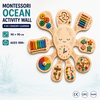 Papan Aktivitas Dinding Gurita Laut Montessori Dalam Ruangan dari Kayu untuk Anak-anak, Pengembangan Keterampilan Motorik Halus untuk Taman Kanak-Kanak dan Penitipan Anak