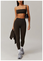 Ensembles de vêtements de sport à logo personnalisé Vêtements de fitness pour femme, ensemble de leggings d'entraînement, vêtements de yoga à la mode, soutien-gorge de sport, ensemble de yoga 5 pièces pour femme