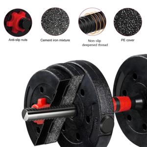Attrezzatura Fitness per palestra al coperto 10kg 15gk 20kg 30kg 40kg manubrio bilanciere Set 2 in 1 pesi manubri regolabili Set