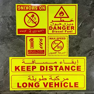 Arabie Saoudite Réfléchissant Personnalisé Aucun Fumer Extincteur <span class=keywords><strong>Danger</strong></span> pour Diesel Carburant Long Véhicules Imprimable PET/PVC/PC/PMMA Adhésif - Product Image 5