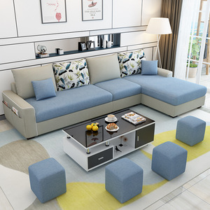 Juego de sofás de tela en forma de L, extraíbles y lavables, de 235-300 cm, estilo moderno minimalista para apartamentos pequeños - Product Image 3
