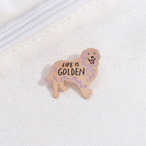 Spille smid Life è spille in smalto dorato su misura spille per cani Golden Retriever risvolto distintivi <span class=keywords><strong>felice</strong></span> cucciolo gioielli regalo per cane - Product Image 3