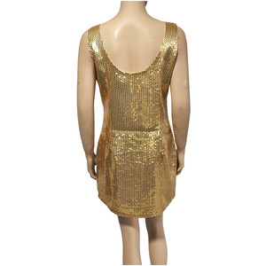 Vestido de satén para mujer, talla única, corte A, con lentejuelas brillantes, tirantes finos, cuello en V, cintura natural, antiestático, brillante, DISCO <span class=keywords><strong>FEVER</strong></span> - Product Image 3