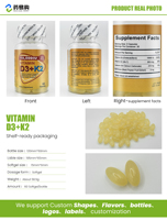 Compléments alimentaires pour adultes Hezong, étiquette privée personnalisée, 10 000 UI de vitamine D3 K2, soutien immunitaire osseux, bonbons gélifiés, 60 pièces, gélules molles