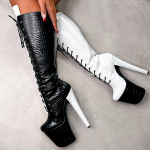 Scarpe con Tacco Alto da 20 Centimetri in Patchwork Bianco e Nero per Pole <span class=keywords><strong>Dance</strong></span> e Scarpe Romantiche per Pole <span class=keywords><strong>Dance</strong></span>, Bestseller - Product Image 2