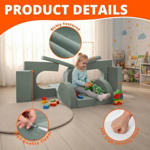 Canapé modulaire pour enfants 16 pièces, canapé pour tout-petits, blocs de jeu pour salle de jeux, chambre à coucher, avec coussin en mousse convertible pour garçons et filles - Product Image 4