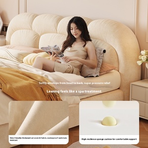 2025 moderno tessuto di crema francese letto imbottito sognante di mille anni nuvola soffio letto in legno per lo stile morbido camera da letto - Product Image 2