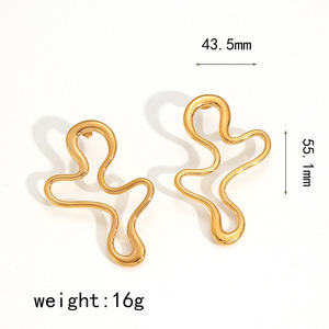 Geometric Stainless Steel <b>Stud</b> Earrings 18k Gold Plated <b>Titanium</b> Steel Fashion Jewelry For Women - Product Image 4