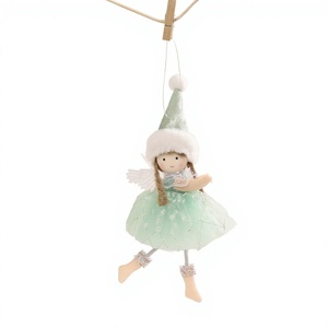 Pendentif d'arbre de Noël ange luxueux et mignon avec ailes, en tissu écologique, vente directe d'usine - Product Image 2