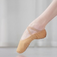 Chaussons de danse BW16 en toile élastique à semelle souple en cuir motif patte de chat pour filles – Vente en gros, chaussures d'entraînement de yoga, directement de l'usine