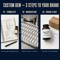 Cápsulas de Alpha GPC 500mg OEM Marca Privada Suplemento Nootrópico para la Salud Cerebral, Memoria y Concentración con Certificación ISO