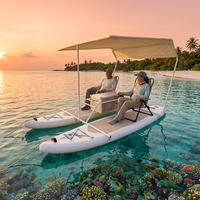 Plateforme flottante combinée SUP et catamaran en DWF à points de soudure personnalisés avec kit complet pour la location commerciale d'activités nautiques en station balnéaire