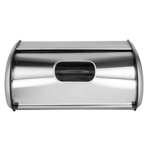 Boîte à pain en acier inoxydable avec couvercle roulant et fenêtre visible, conteneur de stockage de pain en gros pour cuisine, OEM/ODM, styles multiples - Product Image 2