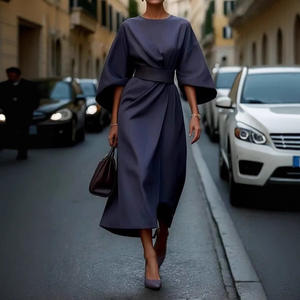 Robe de soirée élégante et luxueuse pour femme 2026, coupe ajustée, haut de gamme, col rond, manches chauve-souris - Product Image 4